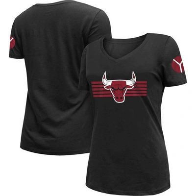 New Era Women's  Black Chicago Bulls 2022/23 City Edition V-neck T-shirt