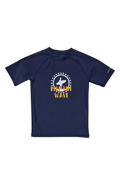 Snapper Rock Kids' Little Boy's & Boy's Retro Surf Ride The Wave Rash T-shirt In Navy