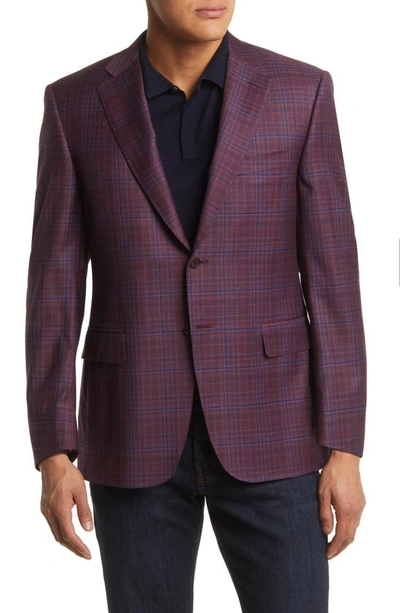 Canali Siena Plaid Wool Sport Coat In Purple