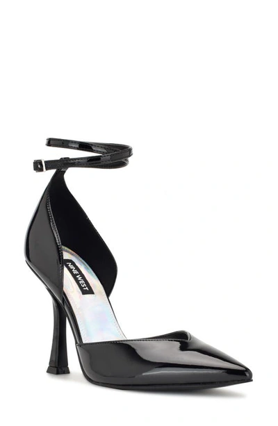 Nine West Frends Ankle Strap Pointed Toe Pump In Black 001