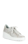 Fly London Delf Platform Wedge Sneaker In Silver Borgogna