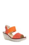 Fly London Yiko Platform Wedge Sandal In 003 Devil Red Cupido