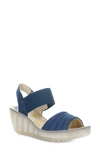 Fly London Yiko Platform Wedge Sandal In Blue