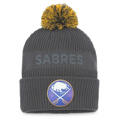 Fanatics Branded Charcoal Buffalo Sabres Authentic Pro Home Ice Cuffed Knit Hat With Pom
