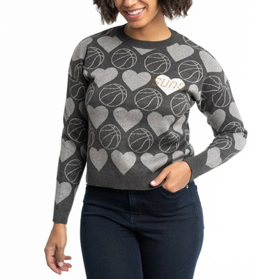 Lusso Charcoal Phoenix Suns Basketball Love Swarovski Crystal Intarsia Pullover Sweater