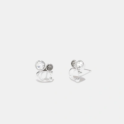 Coach Outlet Signature Crystal Cluster Stud Earrings In Silver