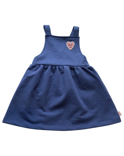 Mon Coeur Kids'  Heart Patch Apron Dress In Blue