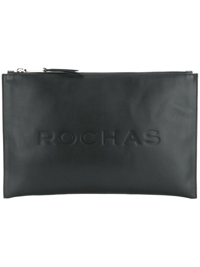 Rochas Lethi Logo Embossed Clutch In Black