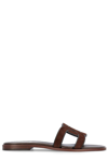 Tod's Iconic Chain Detail Suede Sandals In Brown