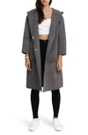Belle & Bloom Walk This Way Houndstooth Print Wool Blend Coat In Black|white