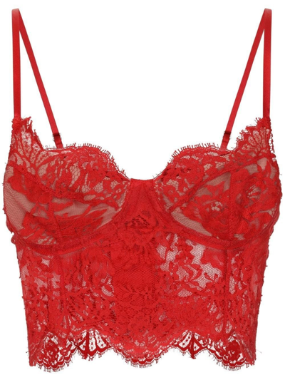 Dolce & Gabbana Red Lace Corset Top