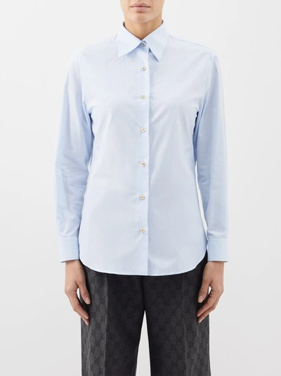 Gucci Striped Cotton-poplin Shirt In Blue