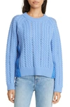Derek Lam 10 Crosby Aitana Lace-up Crewneck Sweater In Baby Cobalt