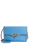 Valentino Garavani Small Rockstud Leather Shoulder Bag In Blue