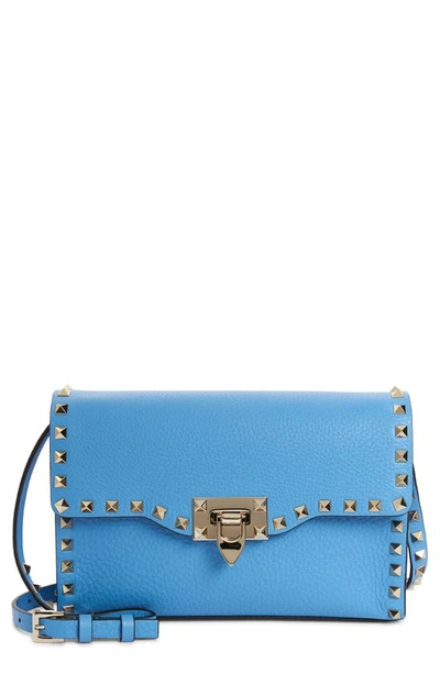 Valentino Garavani Small Rockstud Leather Shoulder Bag In Blue