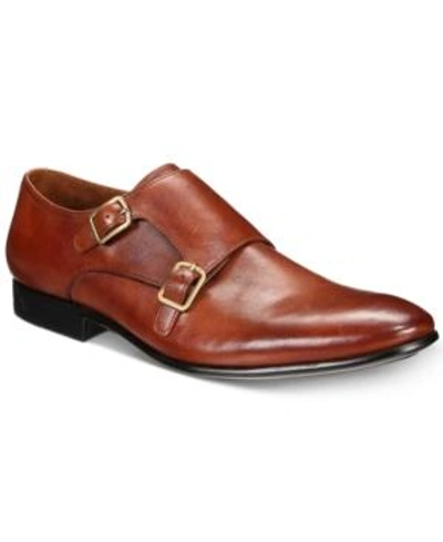 Kenneth Cole Men's Mix Leather Double Monk Strap Oxfords In Cognac