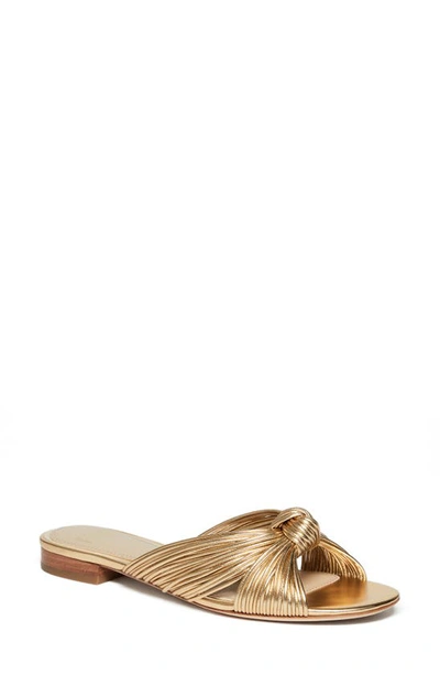Paige Women's Dany 15mm Metallic Leather Flat Sandals In Gold