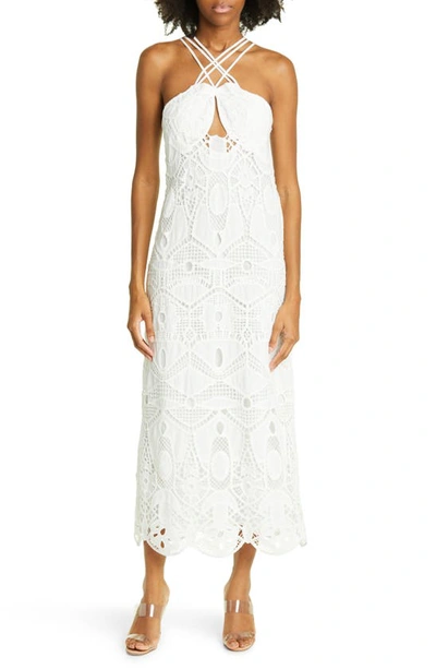 Cult Gaia Everly Crochet Crisscross-strap Ankle Dress In Off White