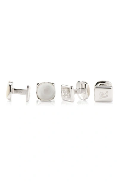 Cufflinks, Inc . Set Of 4 Sterling Silver & Mother-of-pearl Studs In White