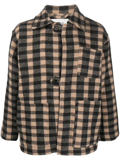 Bode Stanton Plaid Wool Jacket In Beige