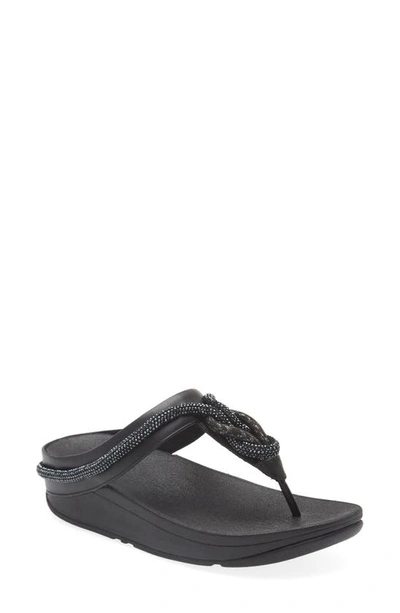 Fitflop Fino Crystal Flip Flop In Black