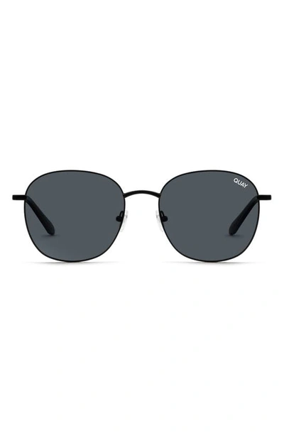 Quay Jezabell 53mm Polarized Round Sunglasses In Black / Smoke Polarized Lens