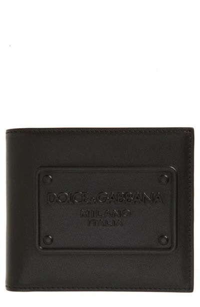 Dolce & Gabbana Logo Embossed Bifold Leather Wallet In Black