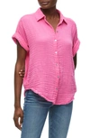 Michael Stars Bailey Cotton Gauze Button-up Shirt In Azalea