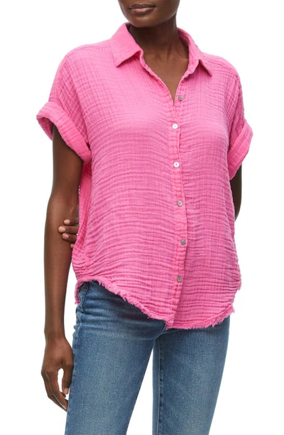 Michael Stars Bailey Cotton Gauze Button-up Shirt In Azalea