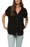 Michael Stars Bailey Cotton Gauze Button-up Shirt In Black