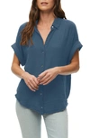 Michael Stars Bailey Cotton Gauze Button-up Shirt In Pebble