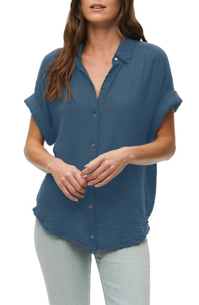 Michael Stars Bailey Cotton Gauze Button-up Shirt In Pebble