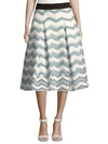 Milly Chevron Inverted Pleat Skirt In Slate Grey