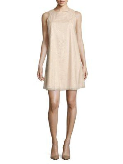 Aidan Mattox Beaded Trapeze Cocktail Dress In Champagne Silver