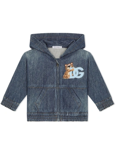 Dolce & Gabbana Babies' Logo-embroidered Denim Jacket In Blue