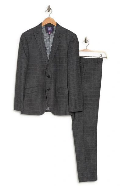 Savile Row Co Charcoal Grey Shadow Plaid Peak Lapel Suit