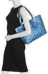 Patrizia Luca Slanted Square Geometric Tote Bag In Matte Blue Caviar
