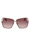 Max Mara 61mm Gradient Geometric Sunglasses In Shiny Dark Brown/ Grad Brown