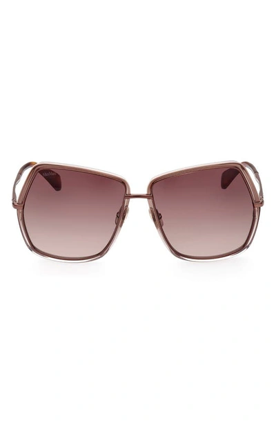 Max Mara 61mm Gradient Geometric Sunglasses In Shiny Dark Brown/ Grad Brown
