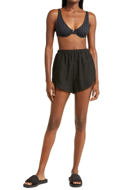 Vitamin A Tallows Stripe Linen Cover-up Shorts