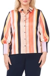 Halogen Stripe Button-up Shirt In Sunset Stripe Coral