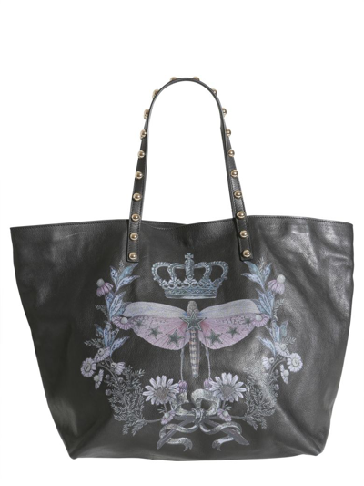 Red Valentino Tote With Drangonfly Print In Nero
