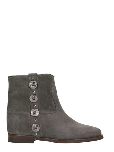 Via Roma 15 Grey Nabuk Leather Wedge Ankle Boots