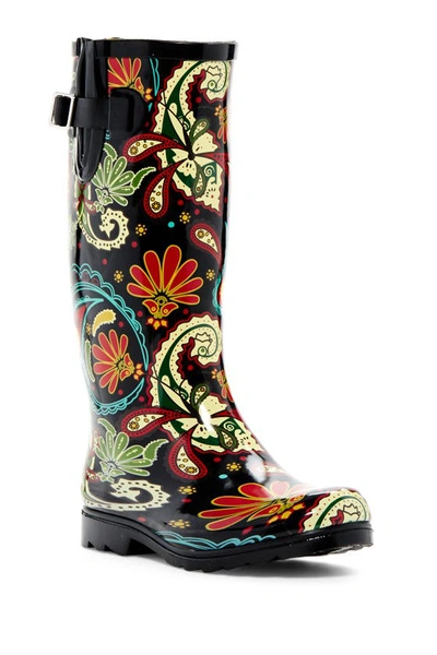 Nomad Puddles Waterproof Rain Boot In Black Paisley