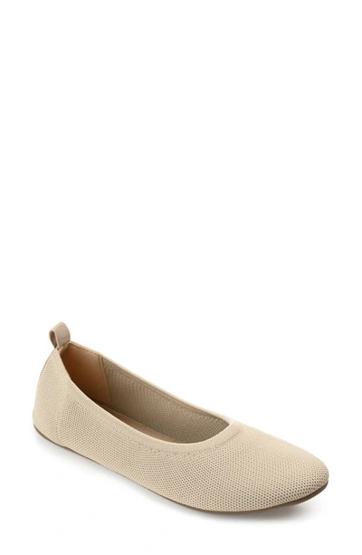 Journee Collection Jersie Knit Ballet Flat In Taupe