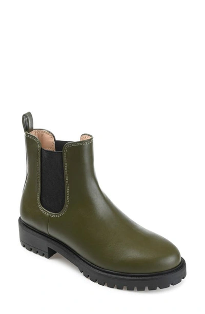 Journee Collection Lug Sole Chelsea Boot In Olive