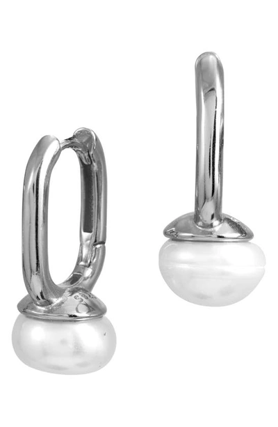 Savvy Cie Jewels Sterling Silver Cultured Freshwater Pearl Hoop Earrings In White