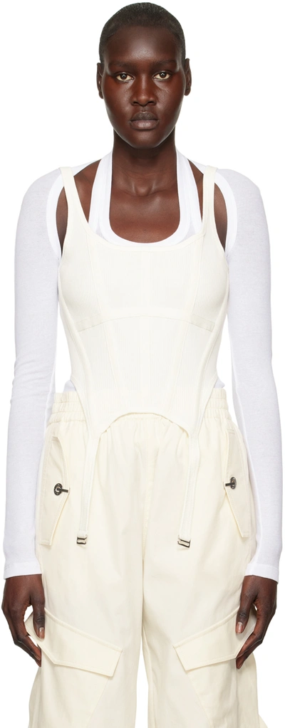 Dion Lee White Combat Corset Tank Top In Ivory