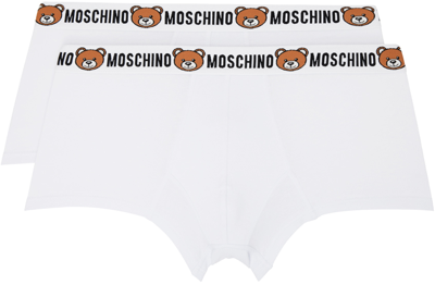Moschino Two-pack White Underbear Boxers In A0001 White