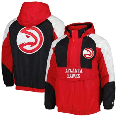 Starter Red Atlanta Hawks Body Check Raglan Hoodie Half-zip Jacket